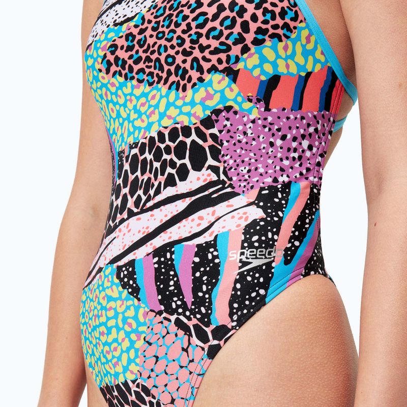 Jednodielne plavky Speedo Allover Digital Tie Back black/matcha green/siren red 7