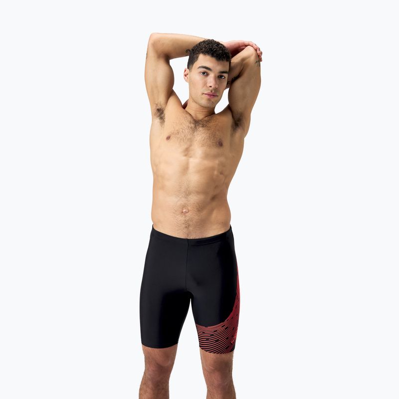 Pánske plavky Jammery Speedo Medley Logo Jammer black/siren red 5