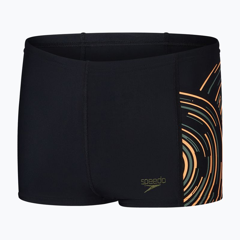 Plávacie boxerky detské Speedo Plastisol Placement Aquashort black/nectarine/country green