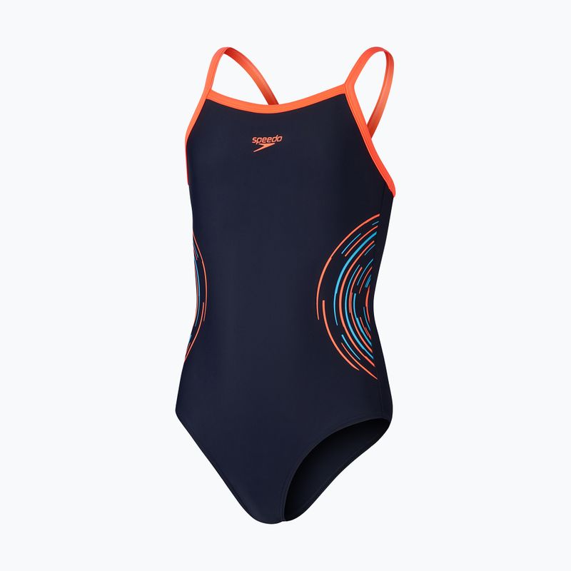 Detské jednodielne plavky Speedo Platisol Placement Thinstrap Muscleback  true navy/siren red/picton