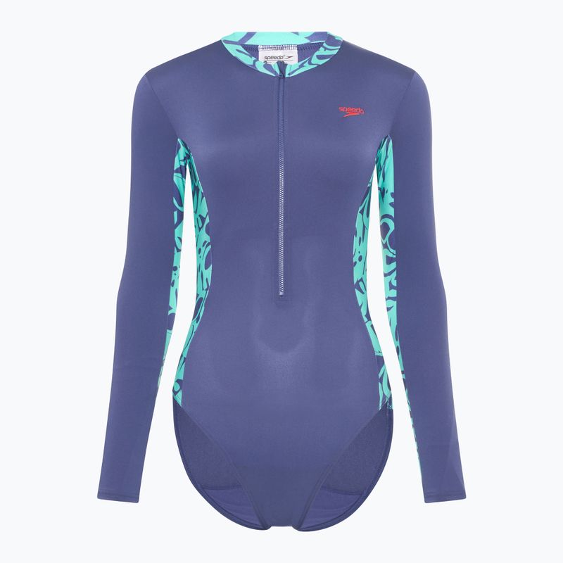 Dámske jednodielne plavky Speedo Longsleev Panel hapuna blue