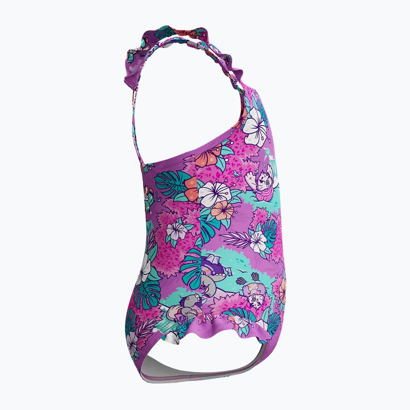 Detské jednodielne plavky Speedo Learn To Swim Detské Printed Frill Thinstrap neon violet 4