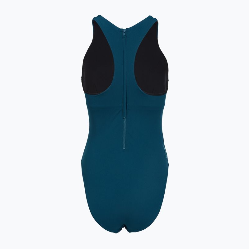 Dámske jednodielne plavky Speedo Racer Zip with Built in Swim Bra dark teal 2