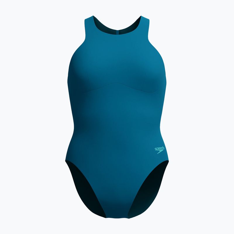 Dámske jednodielne plavky Speedo Racer Zip with Built in Swim Bra dark teal 7