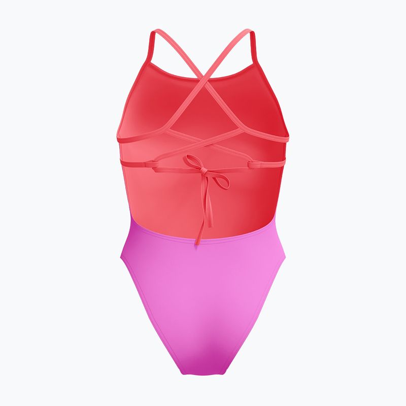 Dámske jednodielne plavky Speedo Solid Lattice Tie-Back neon violet 2