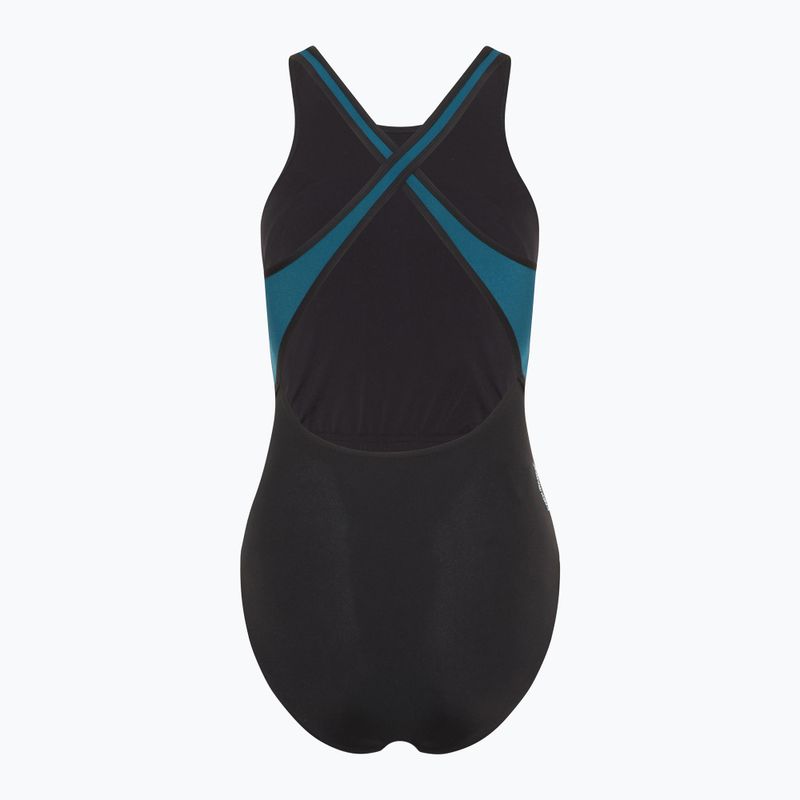 Dámske jednodielne plavky Speedo High Neck Splice Cross Back dark teal 2