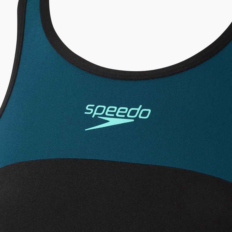 Dámske jednodielne plavky Speedo High Neck Splice Cross Back dark teal 3