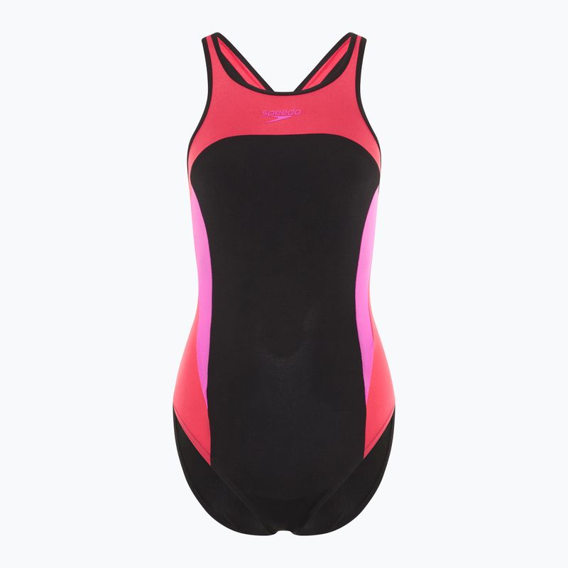 Speedo dámske jednodielne plavky High Neck Splice Cross Back malpberry výplň
