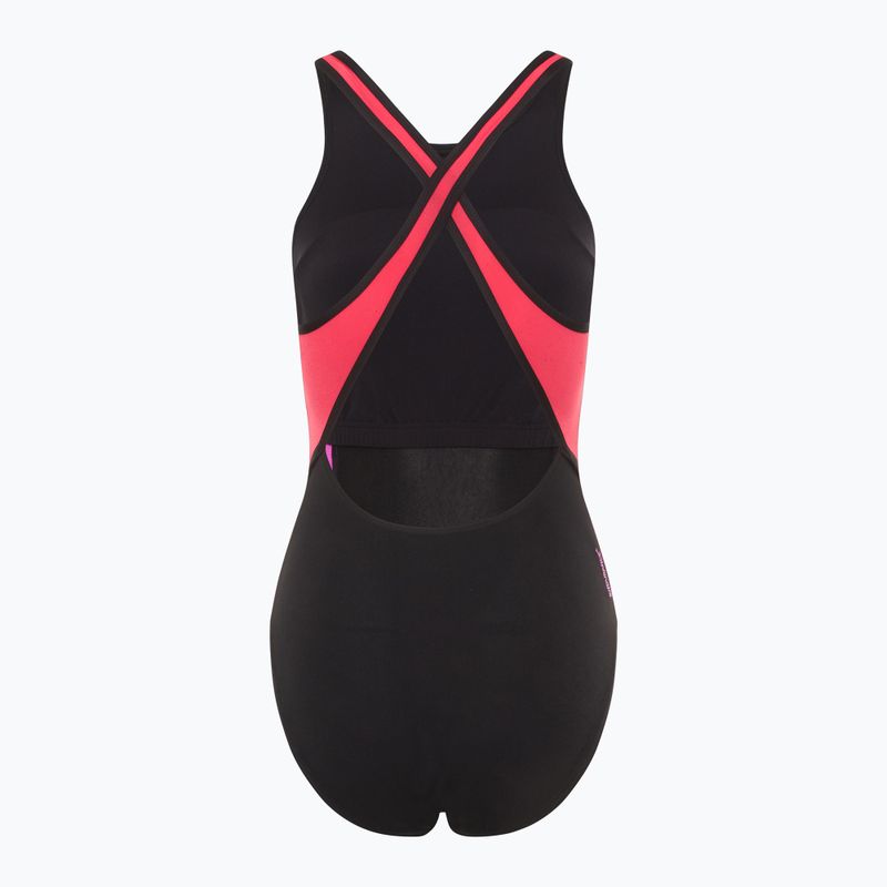 Speedo dámske jednodielne plavky High Neck Splice Cross Back malpberry výplň 2