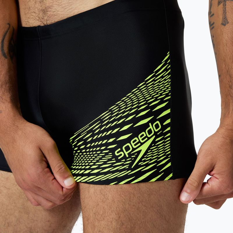 Speedo Medley Logo Aquashort pánske plavecké boxerky čierna/hyper yellow 3