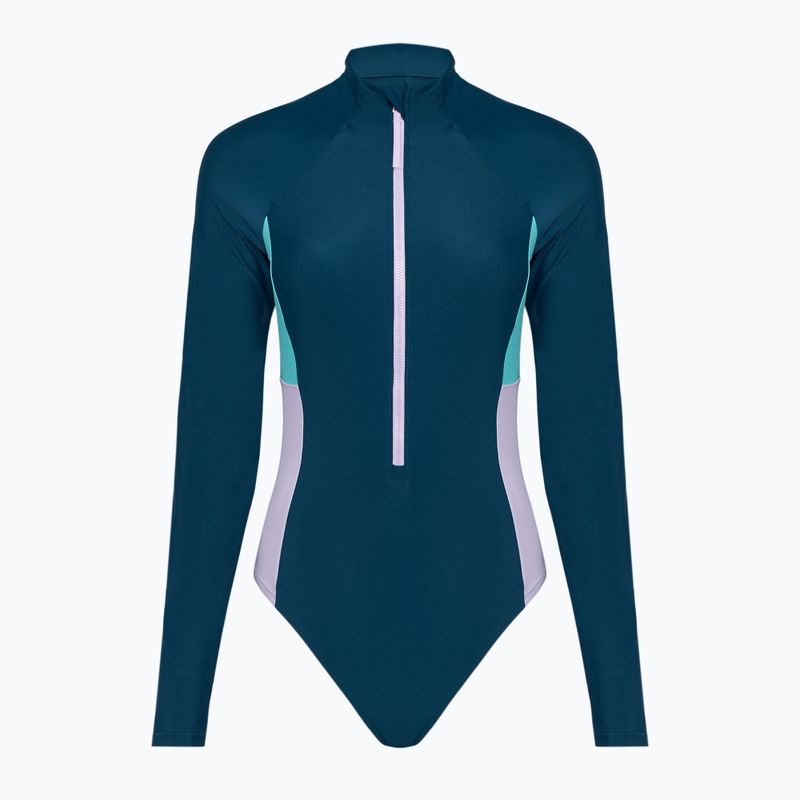 Dámske jednodielne plavky Speedo Zip Colorblock dark teal