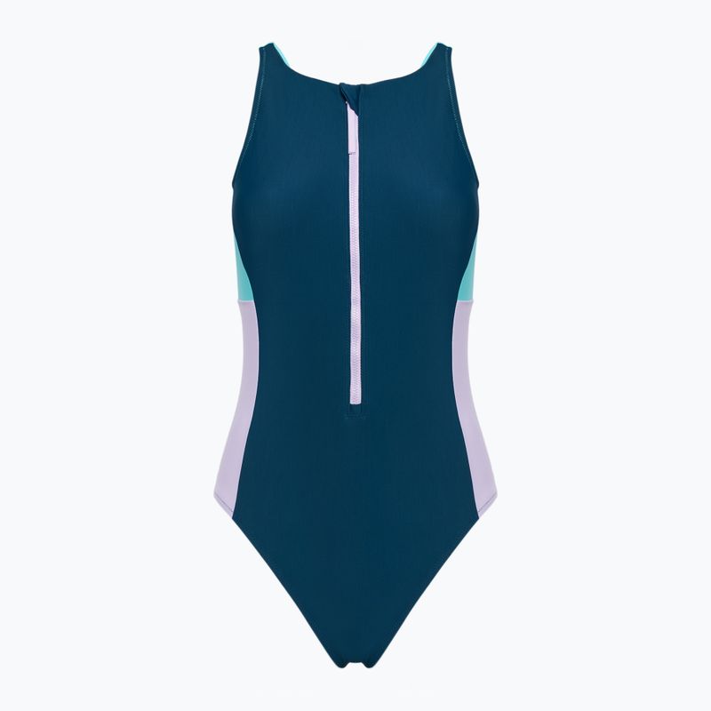 Dámske jednodielne plavky Speedo Zip Colorblock dark teal