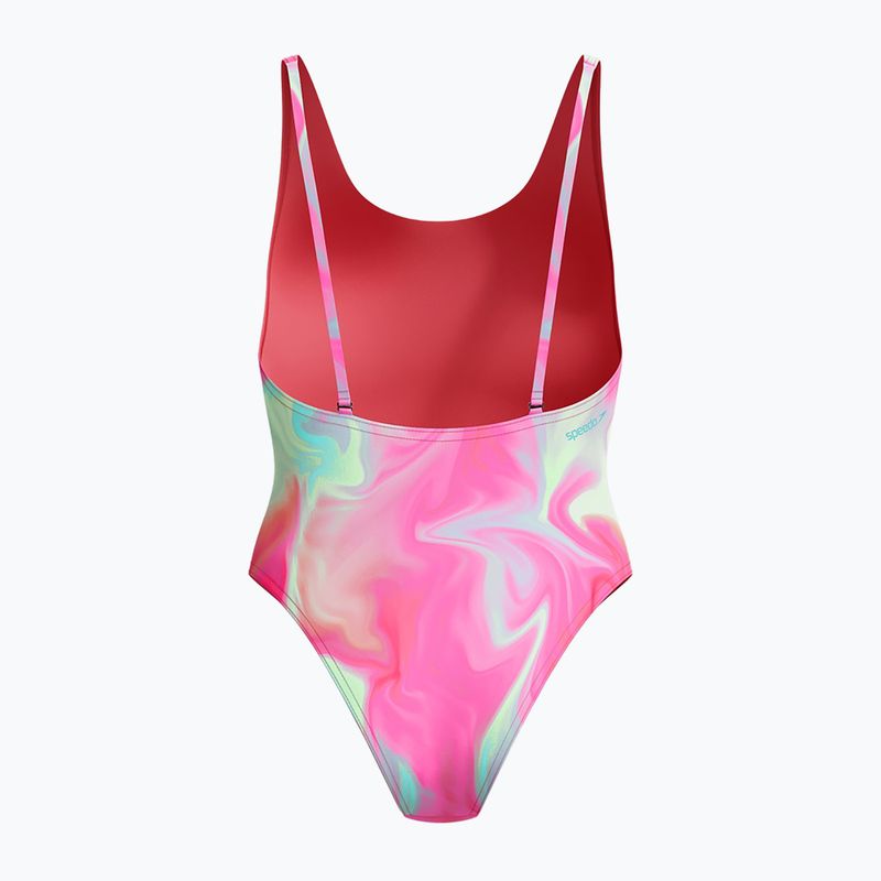 Dámske jednodielne plavky Speedo Flu3nte Printed Convertible coral sands 2