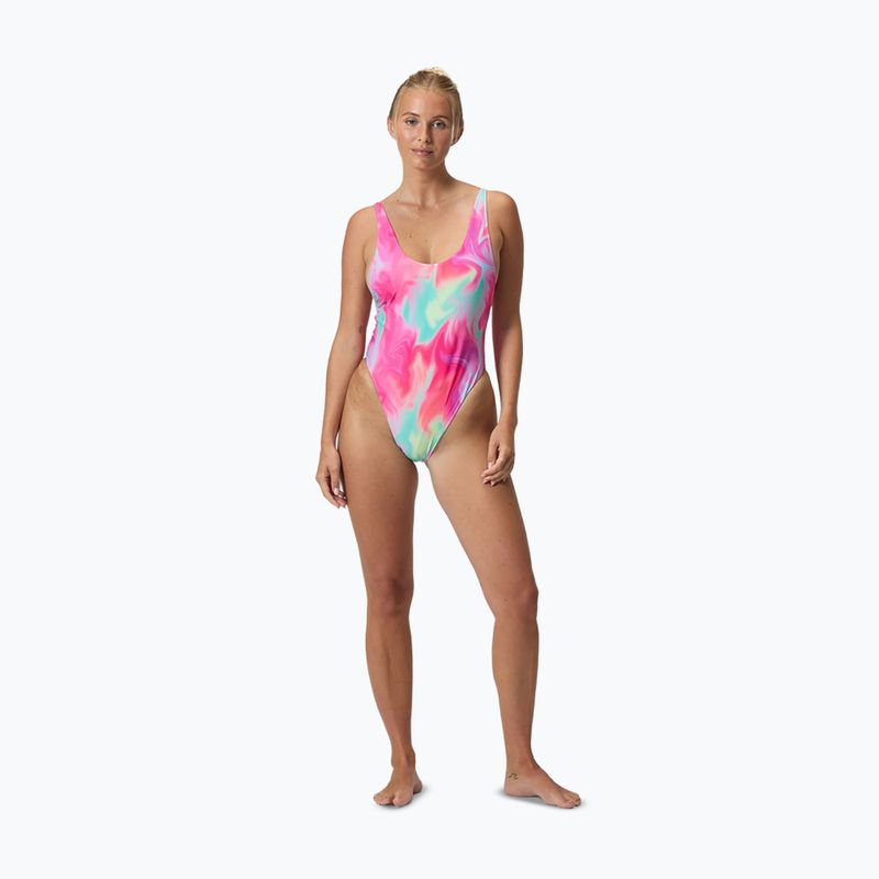 Dámske jednodielne plavky Speedo Flu3nte Printed Convertible coral sands 6