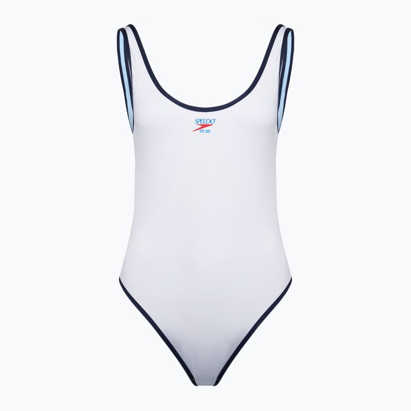 Dámske jednodielne plavky Speedo Solid Bound Scoop white