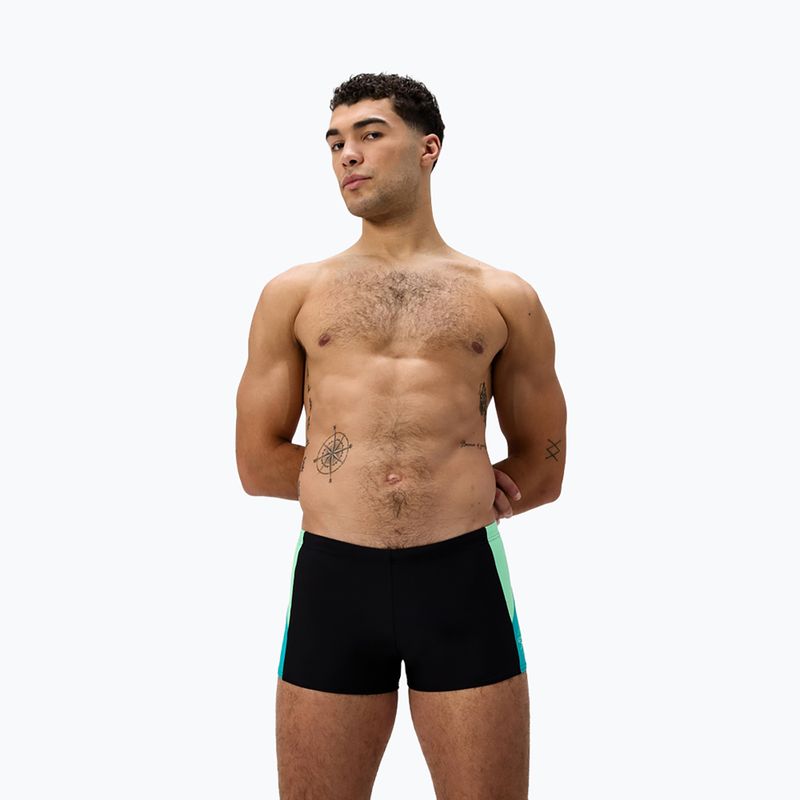 Pánske plavky boxerky Speedo Dive Aquashort black/turquoise gem