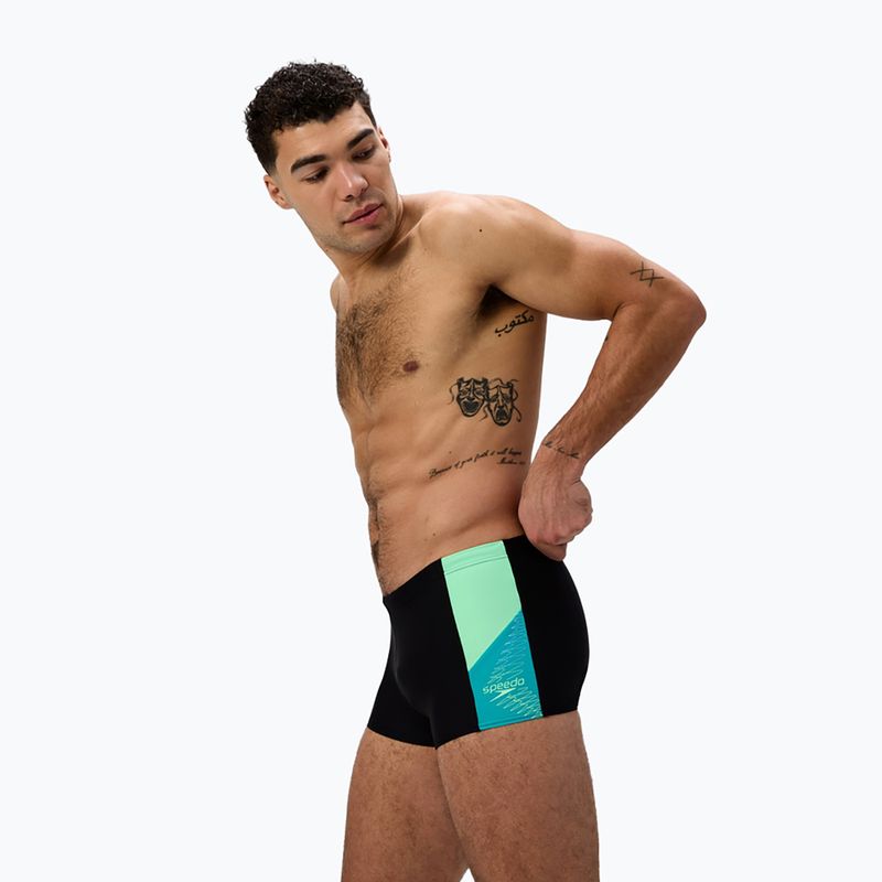 Pánske plavky boxerky Speedo Dive Aquashort black/turquoise gem 4