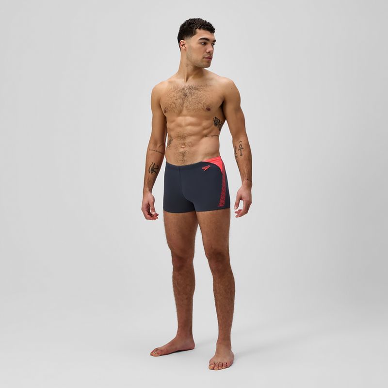 Pánske plavky boxerky Speedo Hyper Boom Splice grey lead/neon coral 2