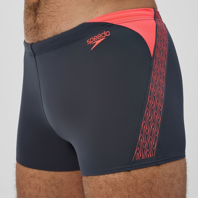 Pánske plavky boxerky Speedo Hyper Boom Splice grey lead/neon coral 5