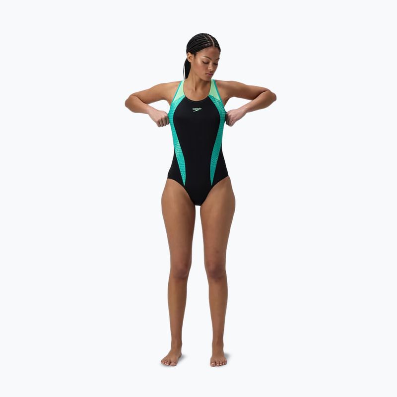 Dámske jednodielne plavky Speedo Placement Laneback turquoise gem 2