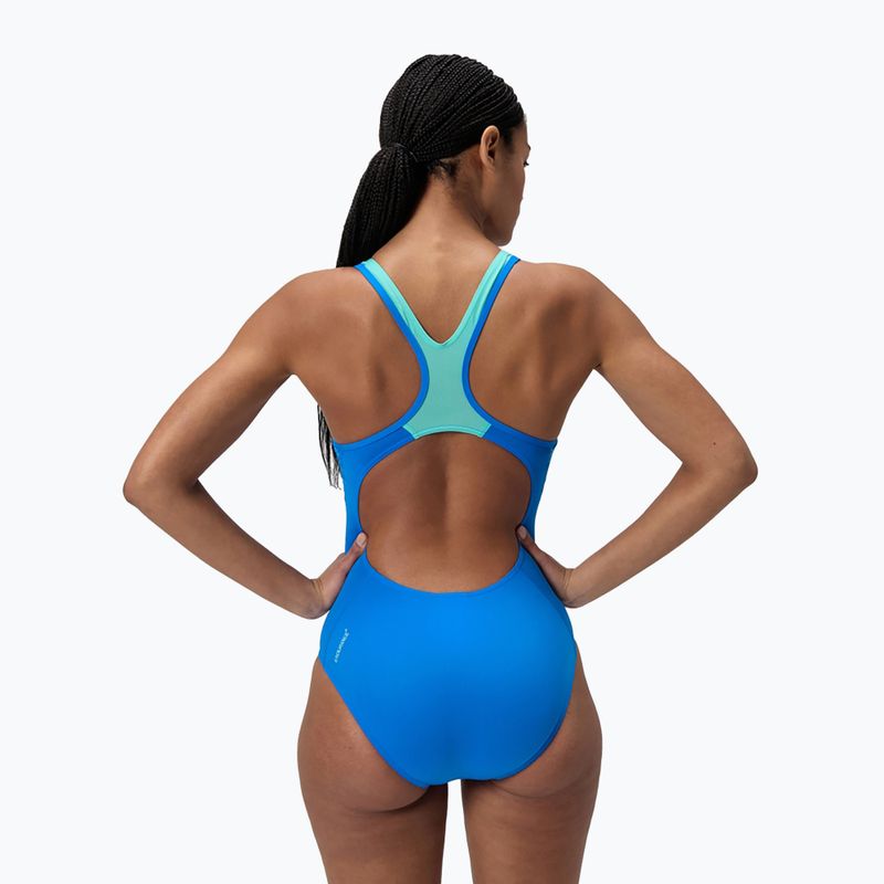 Dámske jednodielne plavky Speedo Placement Laneback lagoon blue 3