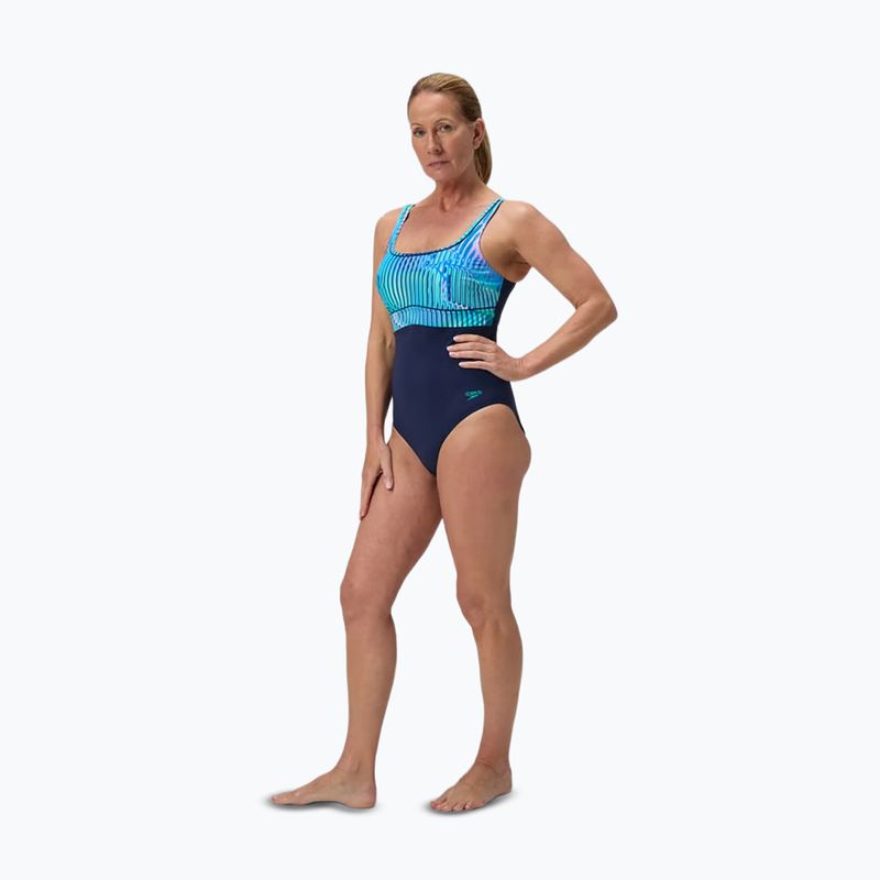 Dámske jednodielne plavky Speedo Shaping Contour Eclipse Printed turquoise gem 2