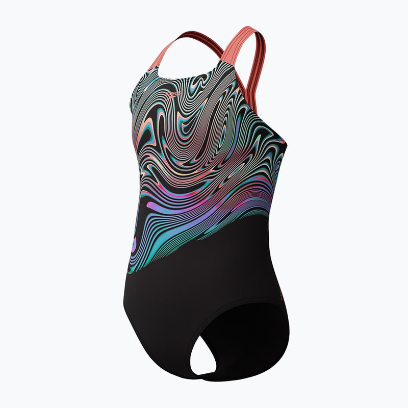 Detské jednodielne plavky Speedo Digital Placement Powerback neon coral 3