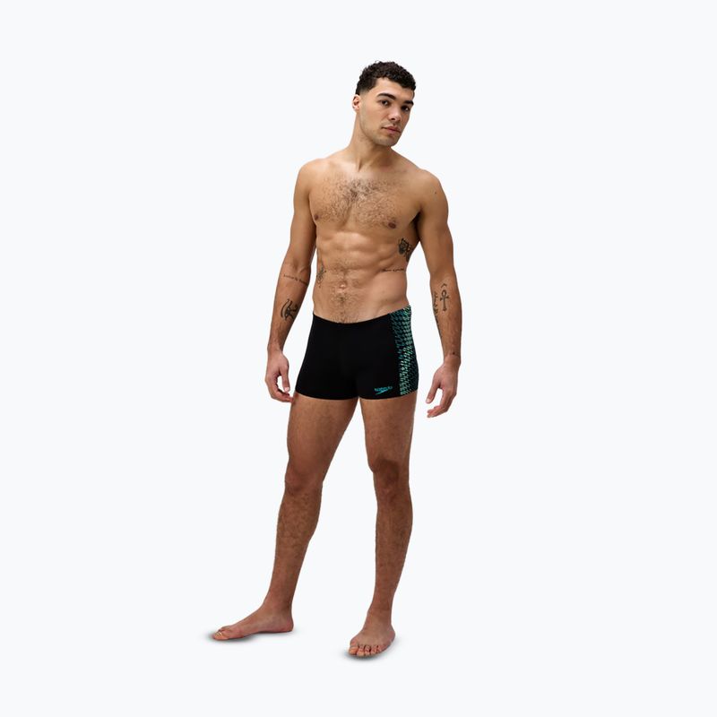 Pánske plavky boxerky Speedo Endurance+ Tech Panel Aquashort black/turquoise gem 2