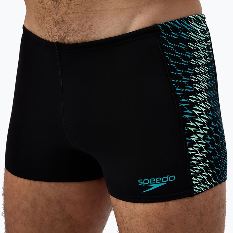 Pánske plavky boxerky Speedo Endurance+ Tech Panel Aquashort black/turquoise gem 5