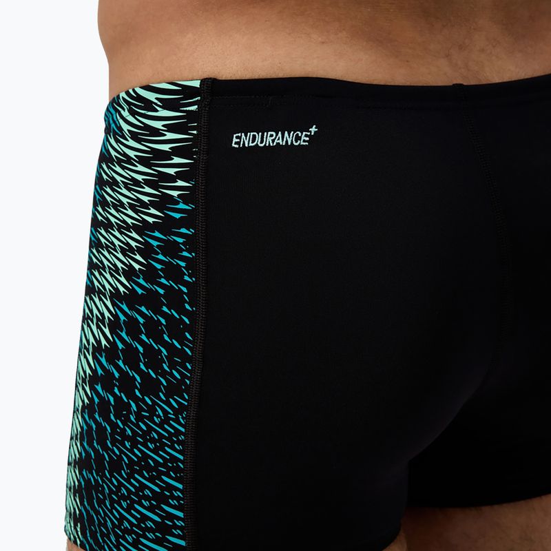 Pánske plavky boxerky Speedo Endurance+ Tech Panel Aquashort black/turquoise gem 7