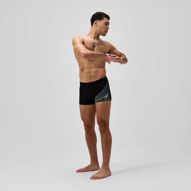 Pánske plavky boxerky Speedo Medley Logo Aquashort black/alfalfa green 2