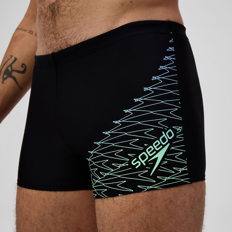 Pánske plavky boxerky Speedo Medley Logo Aquashort black/alfalfa green 5