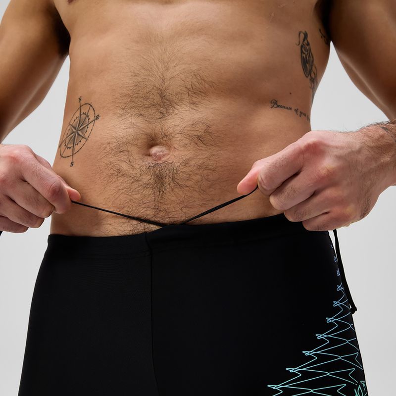 Pánske plavky boxerky Speedo Medley Logo Aquashort black/alfalfa green 6