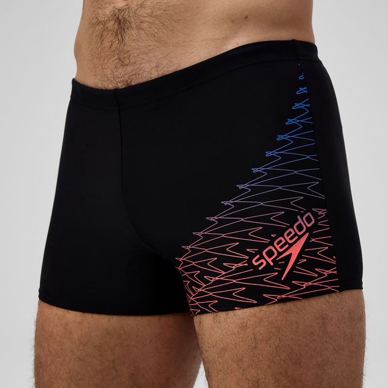 Pánske plavky boxerky Speedo Medley Logo Aquashort black/neon coral 5