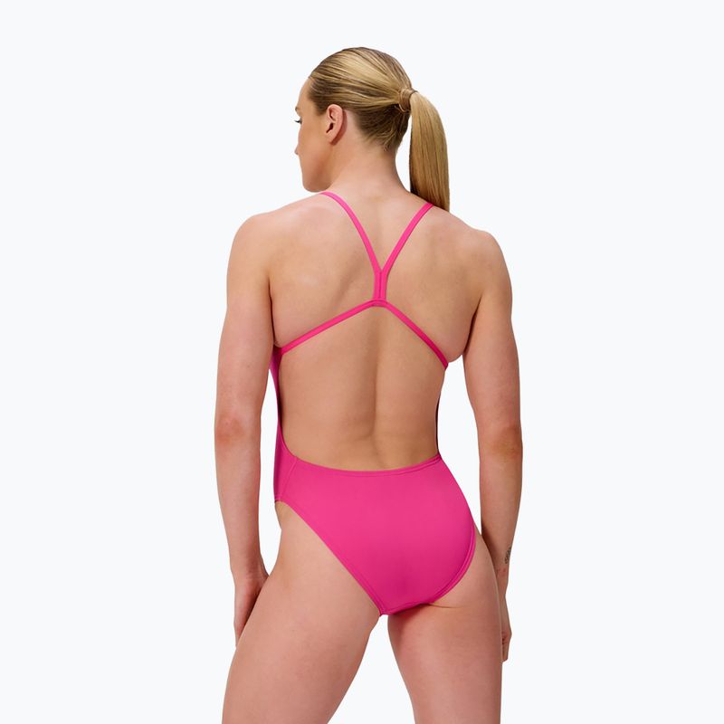 Dámske jednodielne plavky Speedo FL Solid V-Back flare pink 2