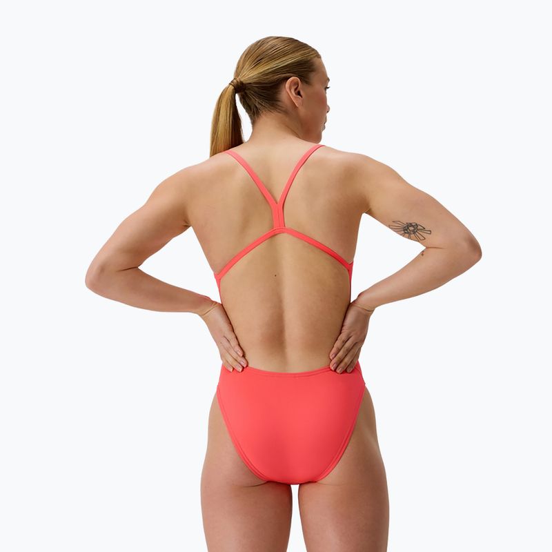 Dámske jednodielne plavky Speedo FL Solid V-Back neon coral 2