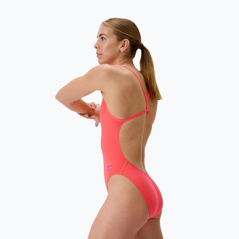 Dámske jednodielne plavky Speedo FL Solid V-Back neon coral 3