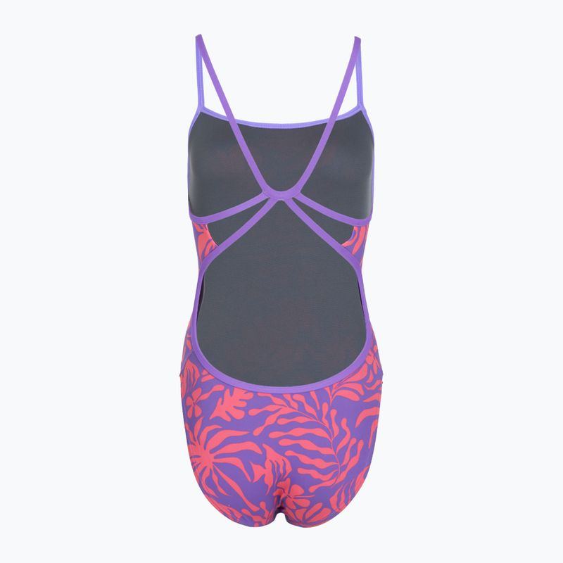 Dámske jednodielne plavky Speedo FL Printed Web Back coral cluster/indigo glow 2