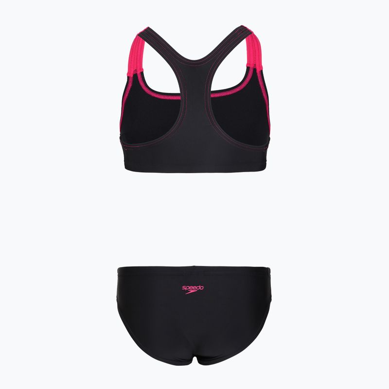 Detské dvojdielne plavky Speedo Medley Logo Racerback 2pc anthracite/pink 2