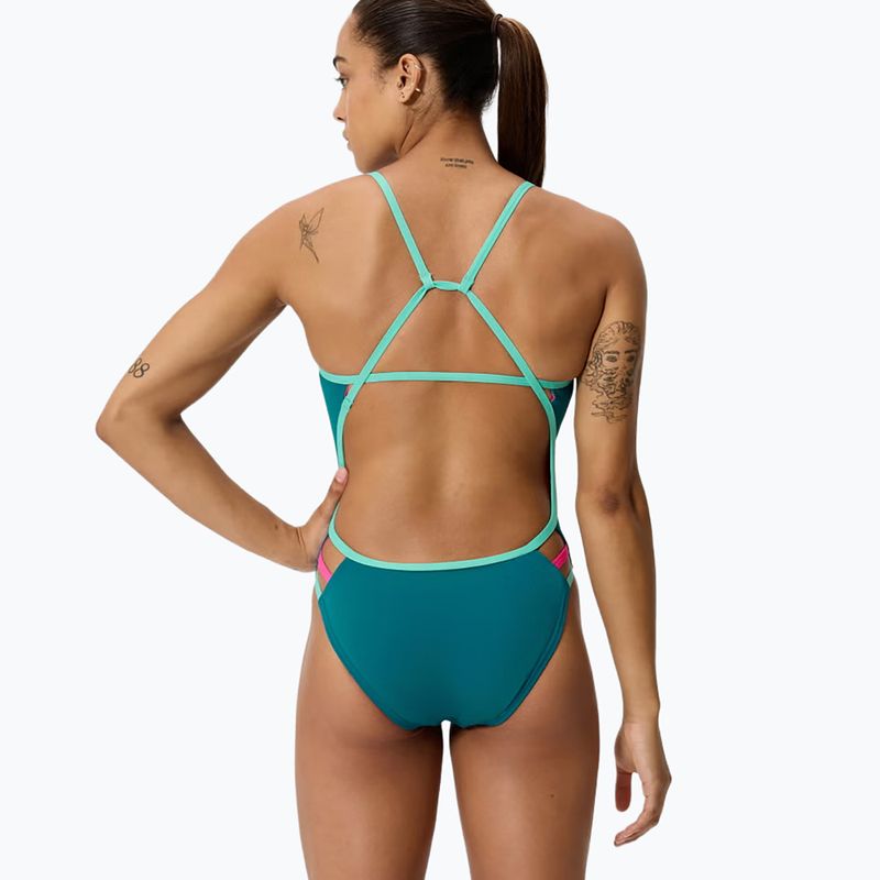 Dámske jednodielne plavky Speedo Solid Tri peacock 2
