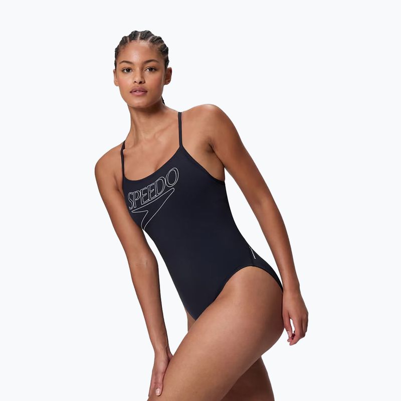 Dámske jednodielne plavky Speedo Endurance+ Logo Thin Strap anthracite 3