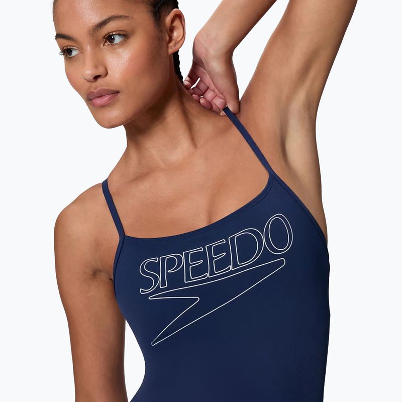 Dámske jednodielne plavky Speedo Endurance+ Logo Thin Strap peacoat 4
