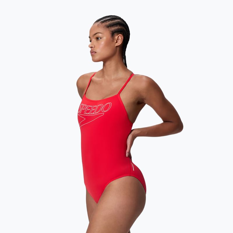 Dámske jednodielne plavky Speedo Endurance+ Logo Thin Strap high risk red 3