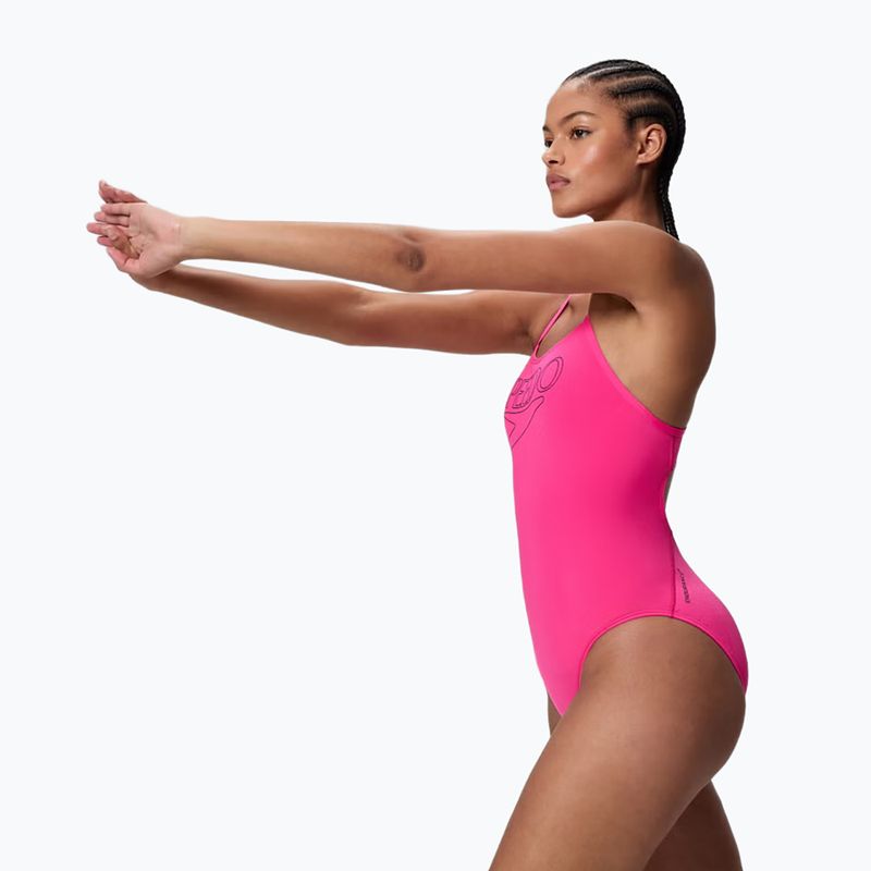 Dámske jednodielne plavky Speedo Endurance+ Logo Thin Strap margarita pink 3