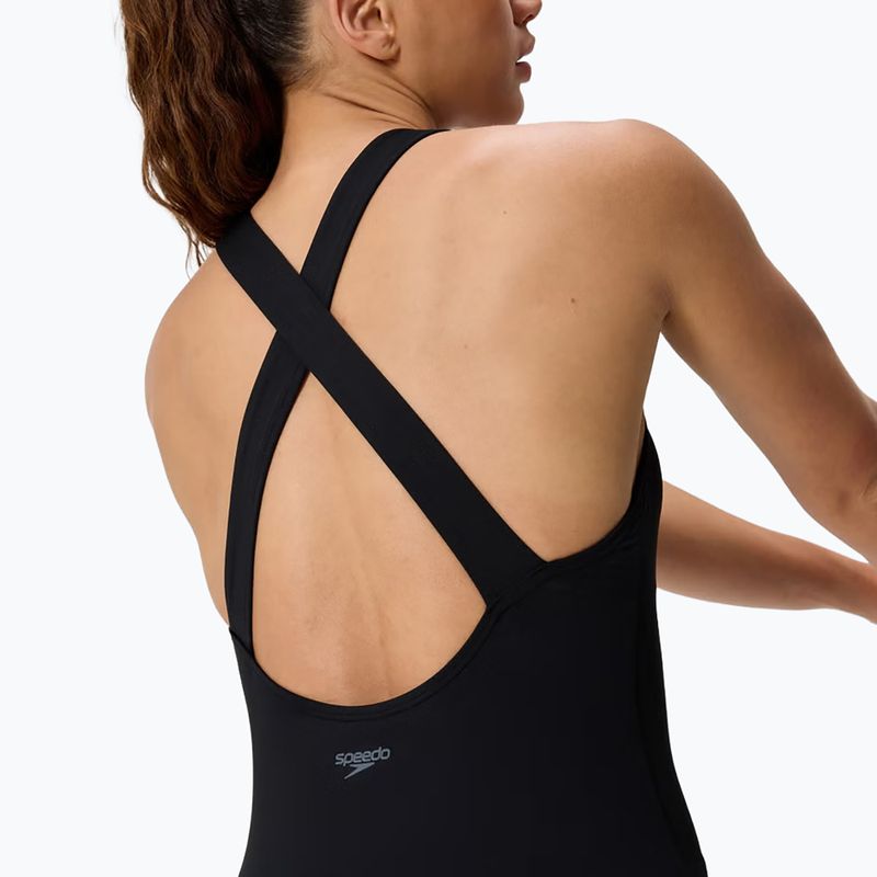 Dámske jednodielne plavky Speedo Solid Scoop Neck anthracite 5