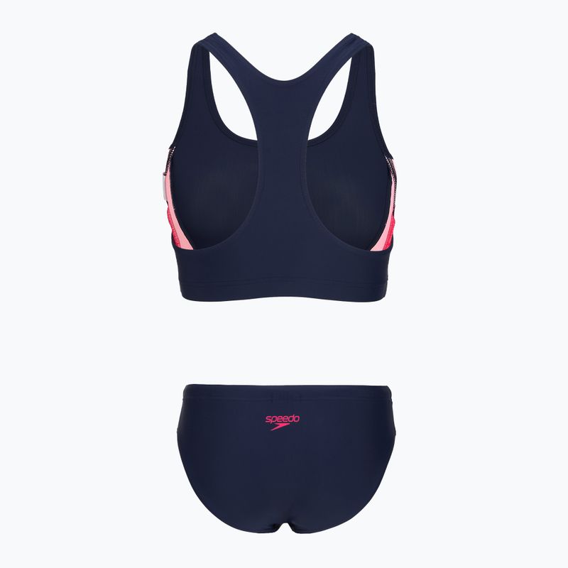 Dámske jednodielne plavky Speedo Colourblock Splice 2.0 peacoat/pink 2