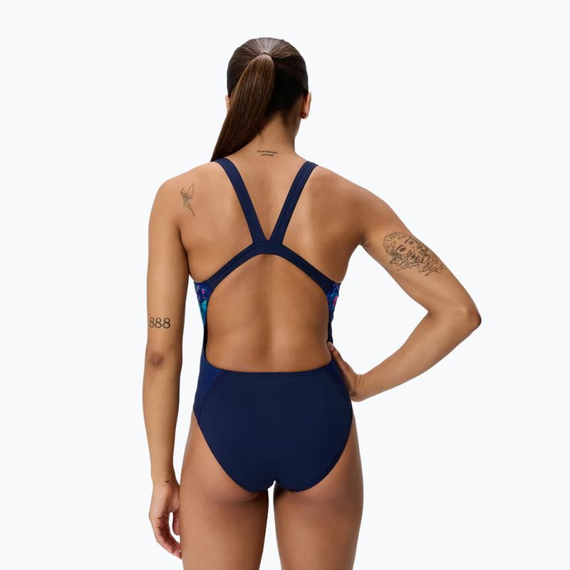 Dámske jednodielne plavky Speedo Placement Printed Leaderback pixel pool/navy 2