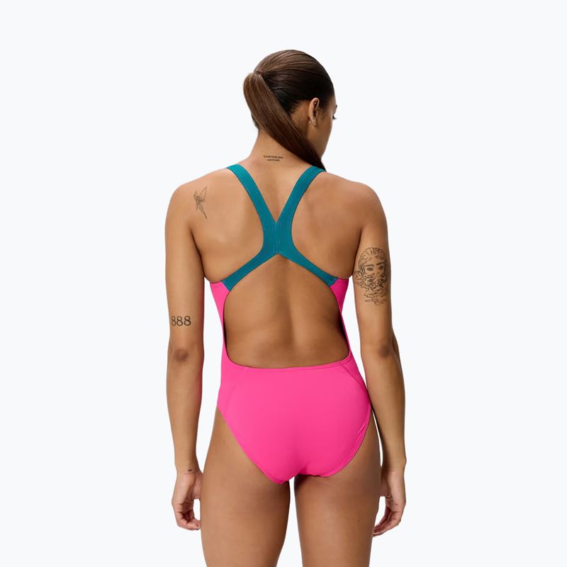 Dámske jednodielne plavky Speedo Solid Powerback punchy pink 2