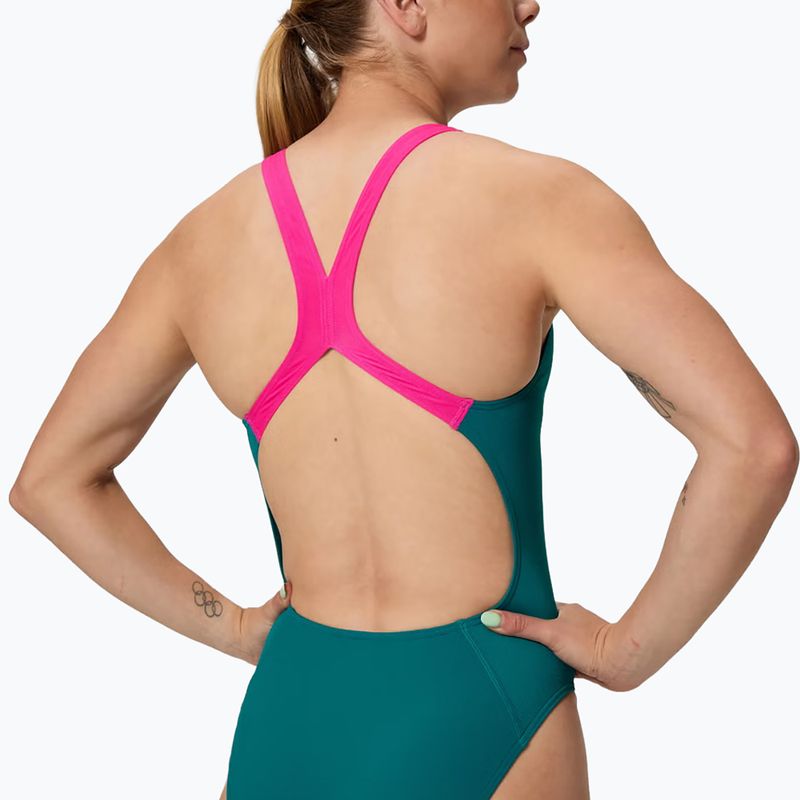 Dámske jednodielne plavky Speedo Solid Powerback peacock 4