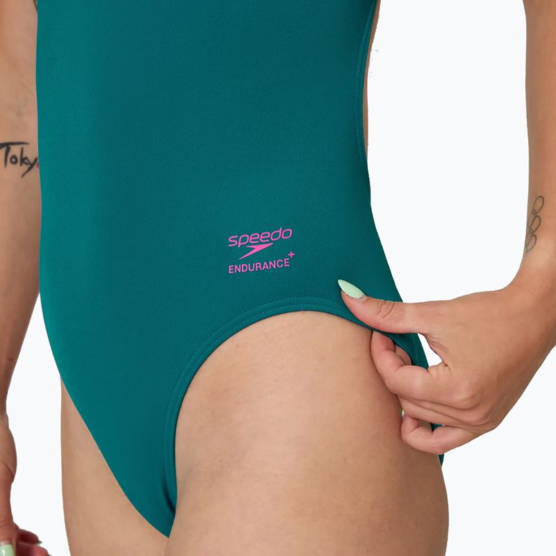 Dámske jednodielne plavky Speedo Solid Powerback peacock 5